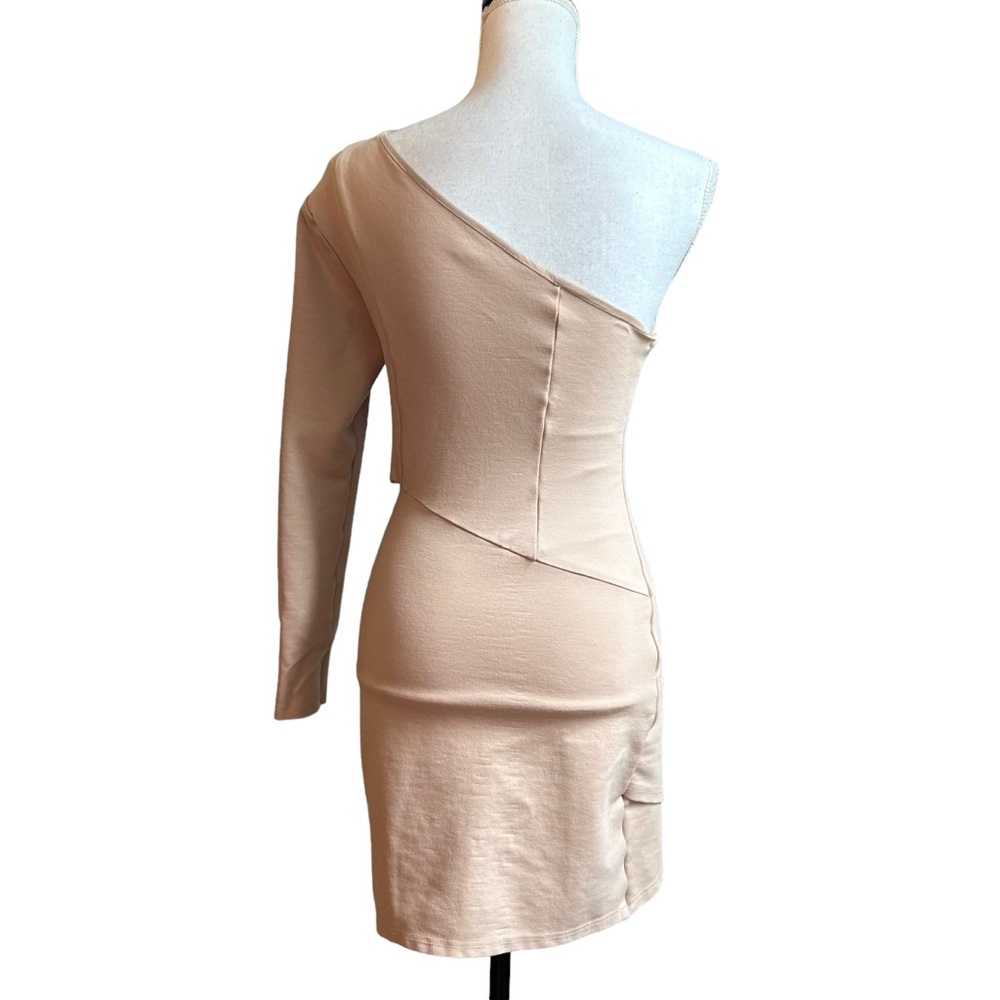 NBD Jackie Mini One Shoulder Cut Out Side Dress Woman SZ Small in Taupe - Picture 7 of 11